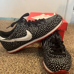 Nike' Black & White Polka Dot Sneakers with Red Outsole